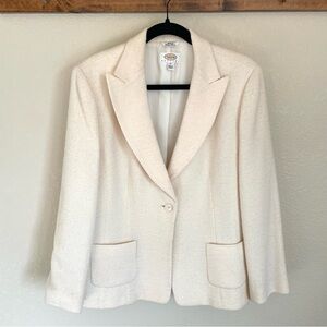 Talbots Italian Wool Cream Single Breasted Blazer Jacket 14 Textured Classic